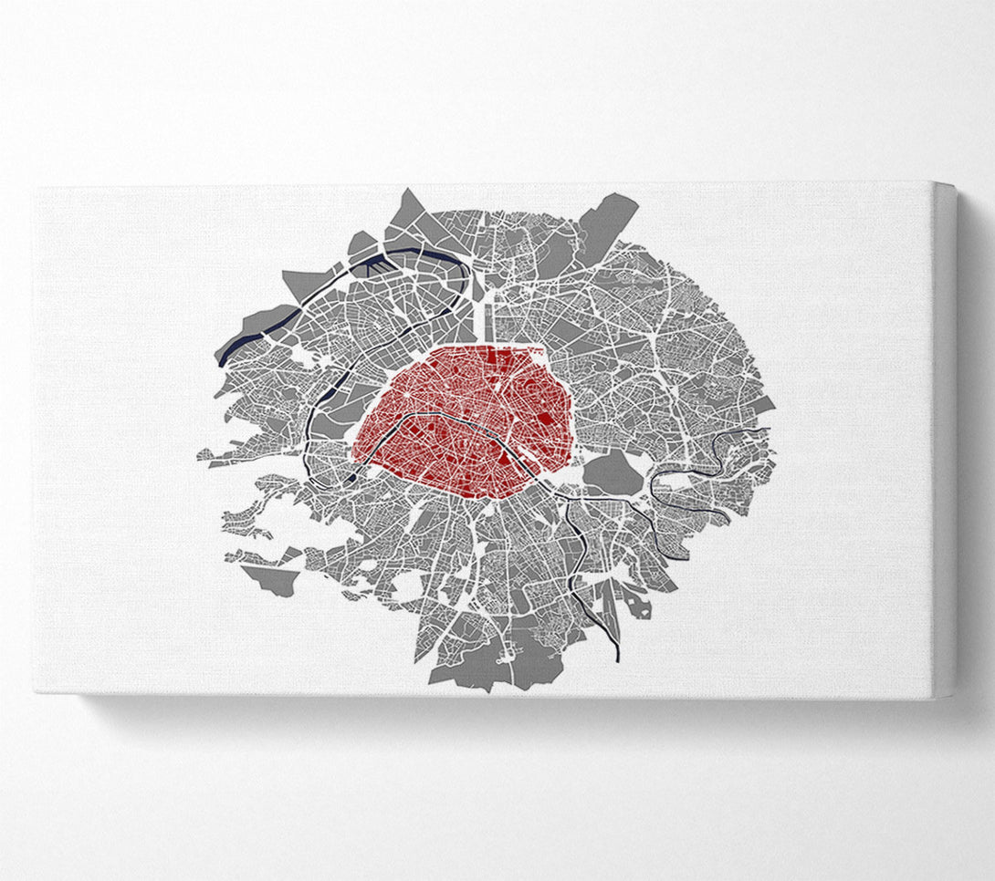  A Canvas Print of Map Of The City 5 Paris Canvas Art