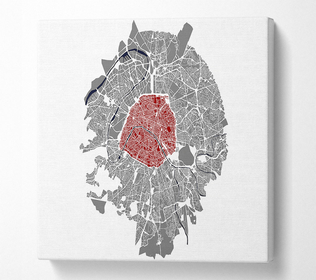  A Canvas Print of Map Of The City 5 Paris Canvas Art