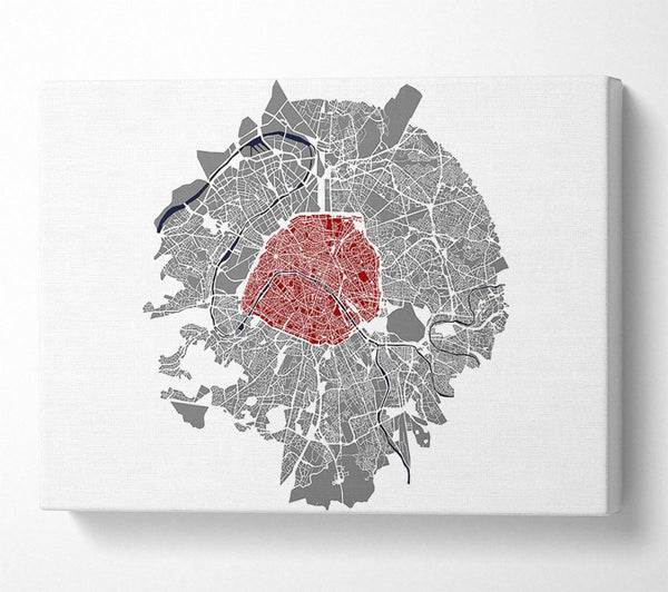  A Canvas Print of Map Of The City 5 Paris Canvas Art