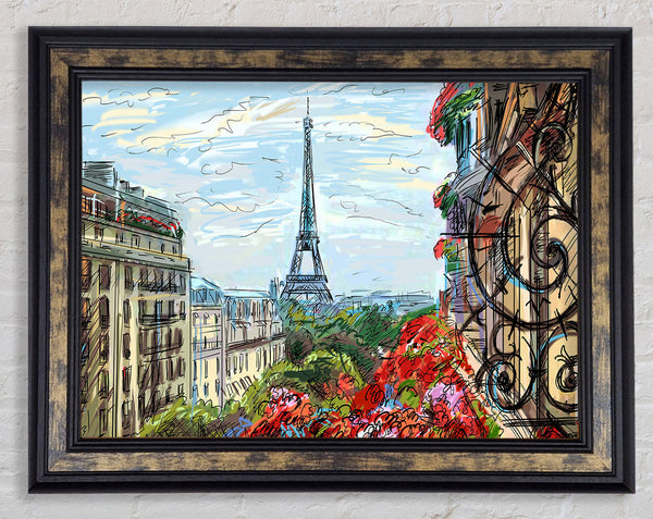 Eiffel Tower Over The City 9 Framed Print