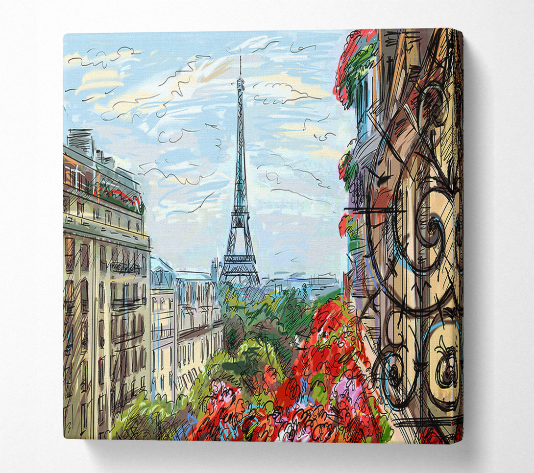  A Canvas Print of Eiffel Tower Over The City 9 Canvas Wall Art
