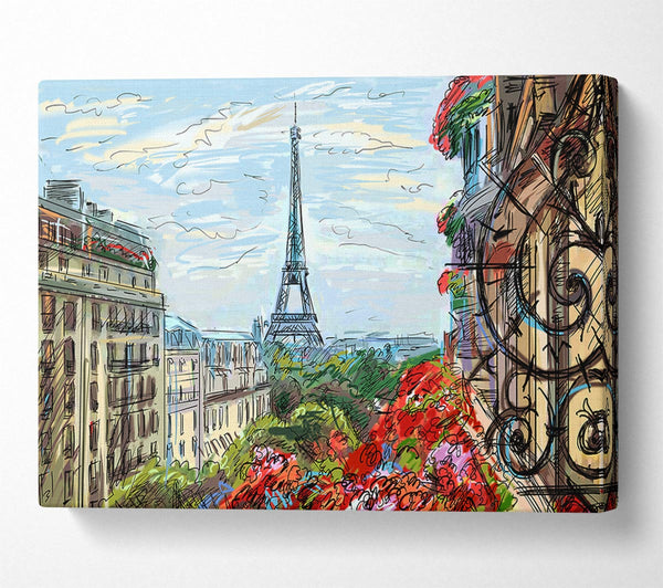  A Canvas Print of Eiffel Tower Over The City 9 Canvas Wall Art