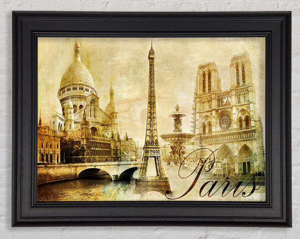Eiffel Tower Retro 13 Framed Print