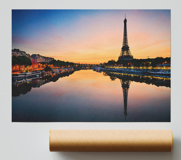 Eiffel Tower Over The River Seine 3 Print