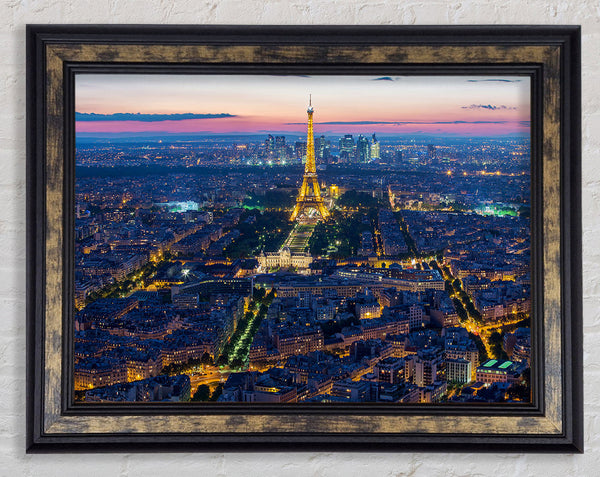 Eiffel Tower Night Light Framed Print