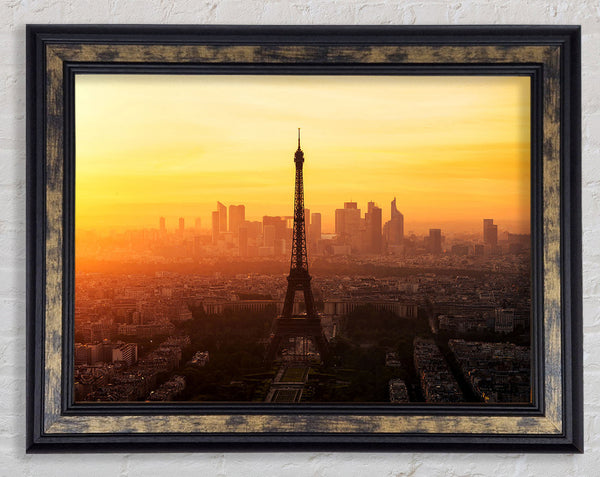 Eiffel Tower Sunset Skies Framed Print
