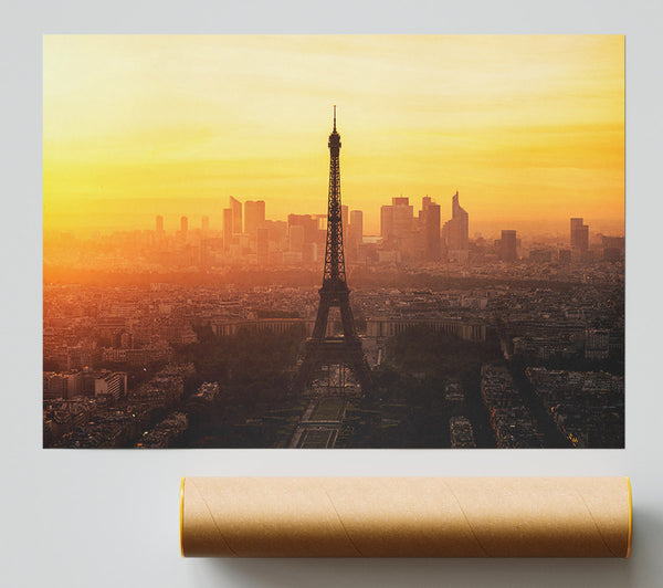 Eiffel Tower Sunset Skies Poster