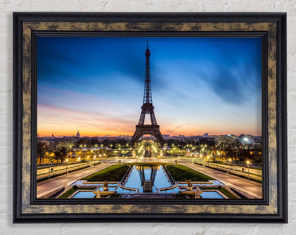 Eiffel Tower Night Lights Framed Print