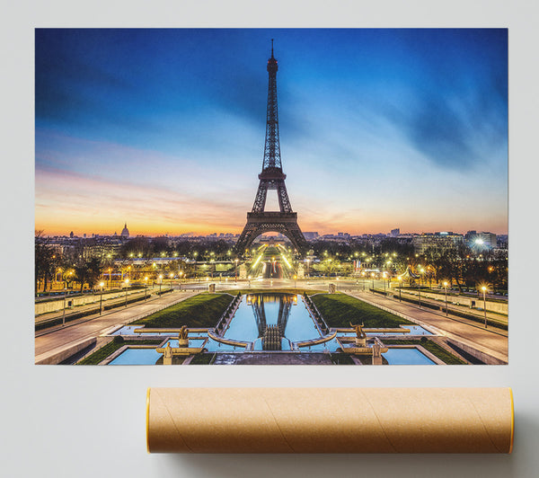 Eiffel Tower Night Lights Print