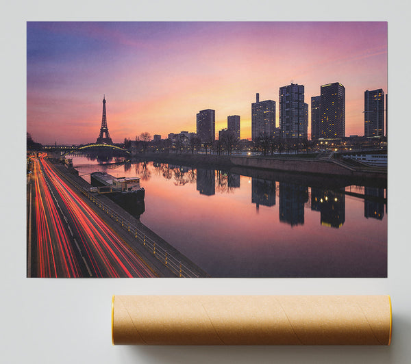 Eiffel Tower Over The River Seine 2 Giclee Print