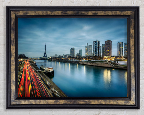 Eiffel Tower Over The River Seine 1 Framed Print