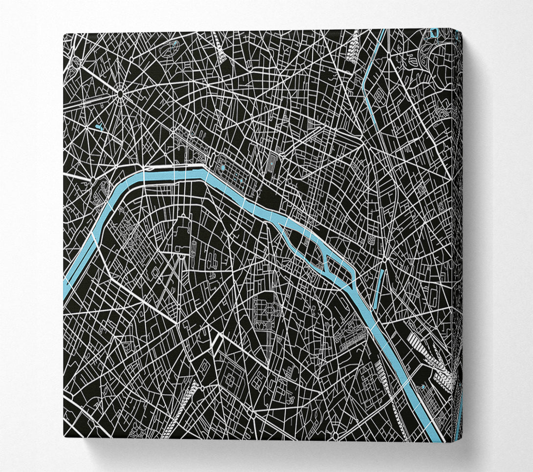  A Canvas Print of Map Of The City 6 Paris Canvas Wall Art