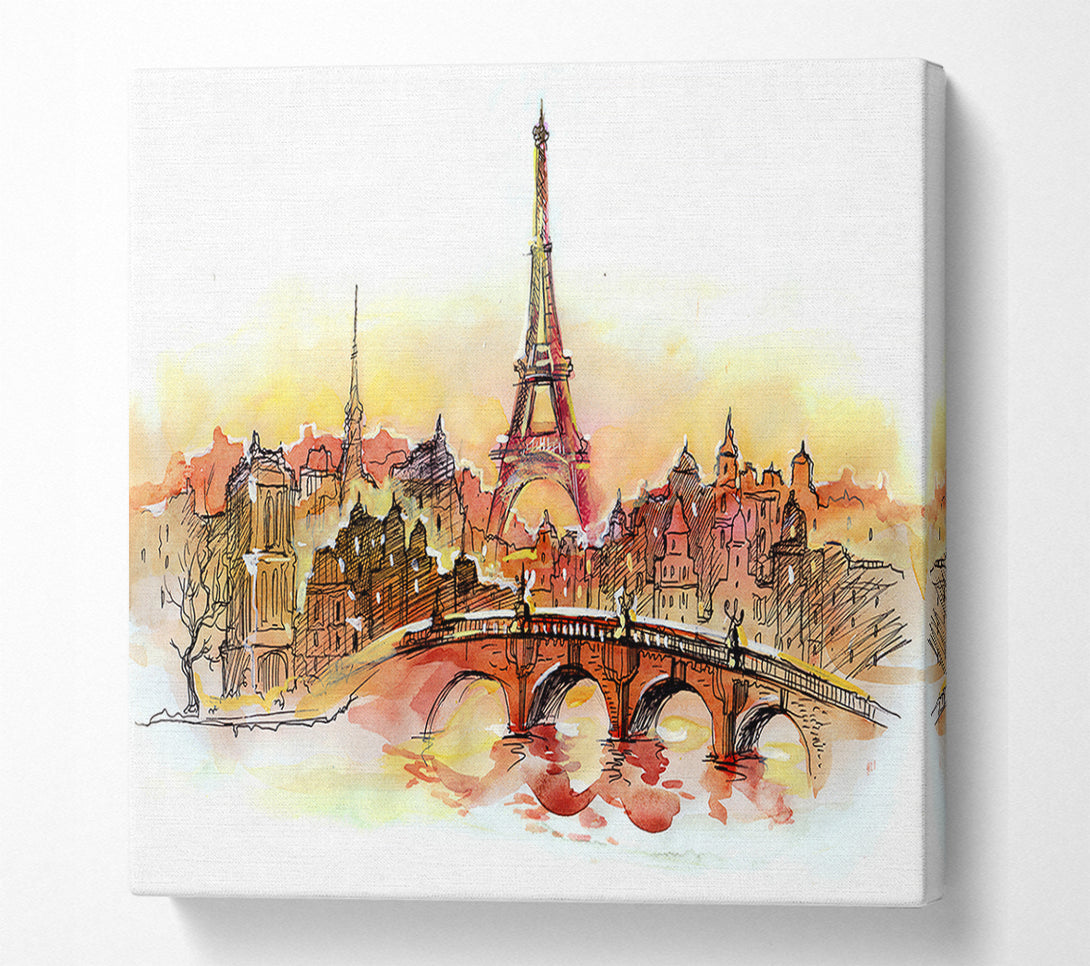  A Canvas Print of Eiffel Tower Over The City 2 Canvas Wall Art