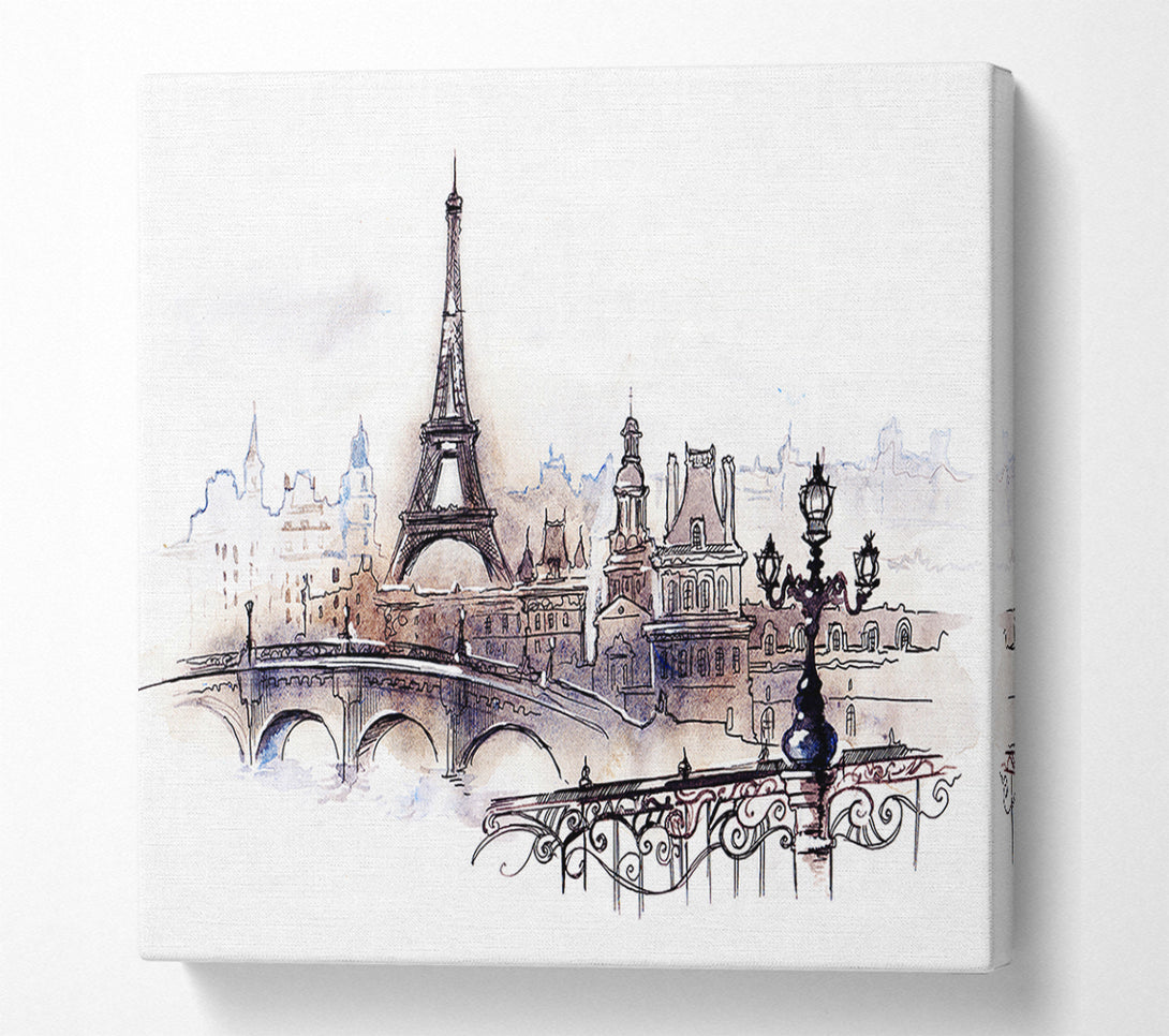  A Canvas Print of Eiffel Tower Over The City 4 Canvas Art