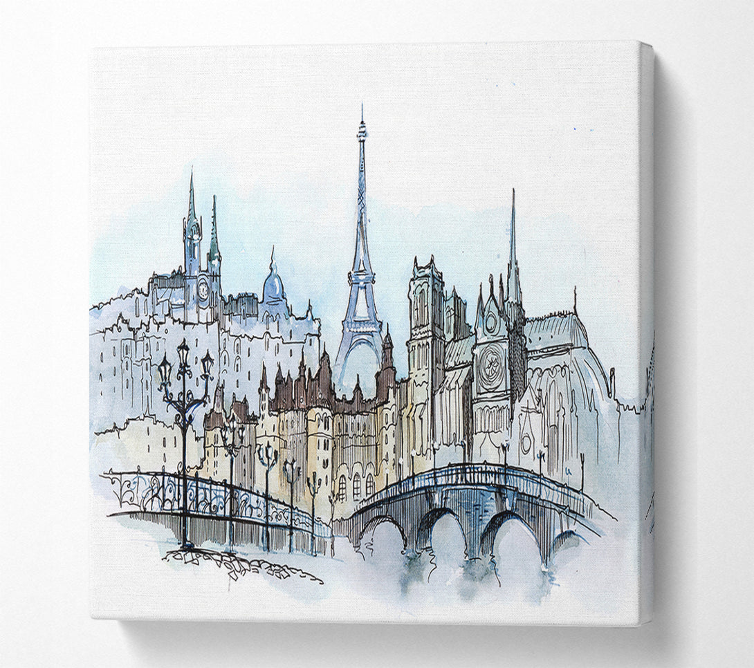  A Canvas Print of Eiffel Tower Over The City 3 Canvas Wall Art