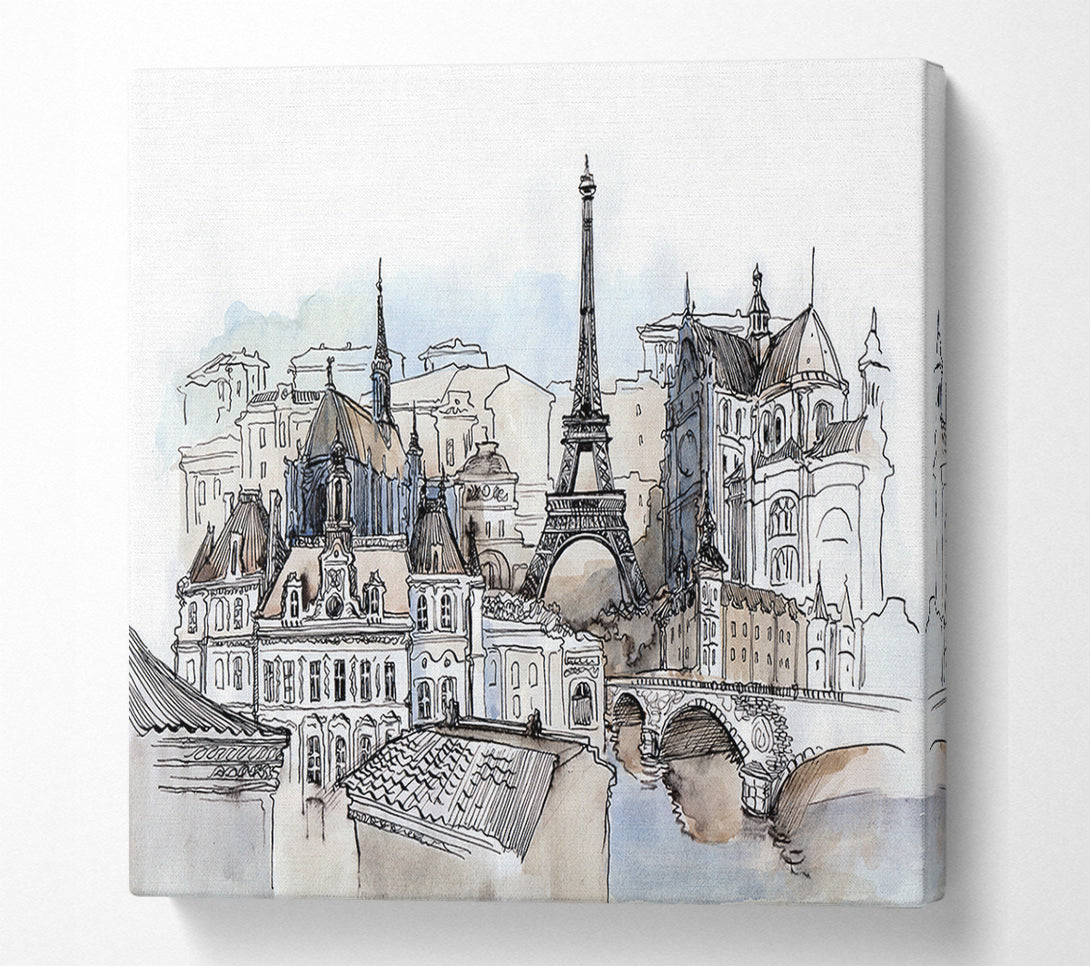  A Canvas Print of Eiffel Tower Over The Ciity 8 Canvas Print