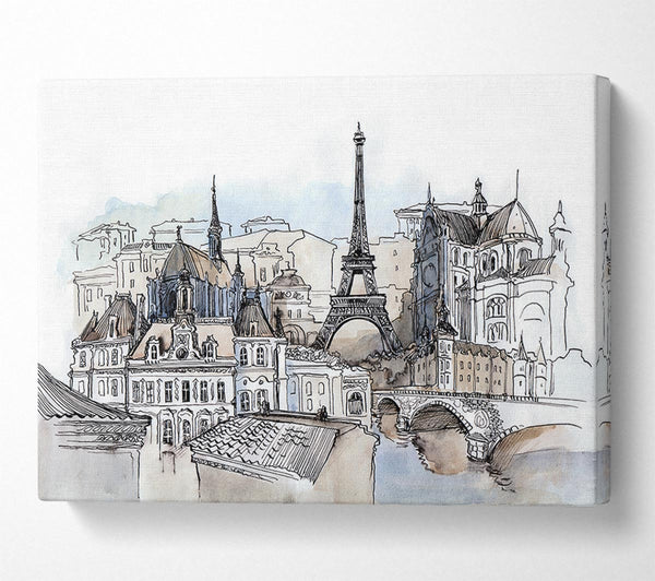  A Canvas Print of Eiffel Tower Over The Ciity 8 Canvas Print