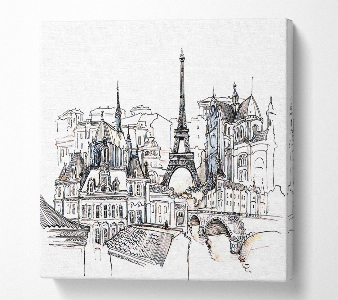  A Canvas Print of Eiffel Tower Over The City 7 Canvas Wall Art