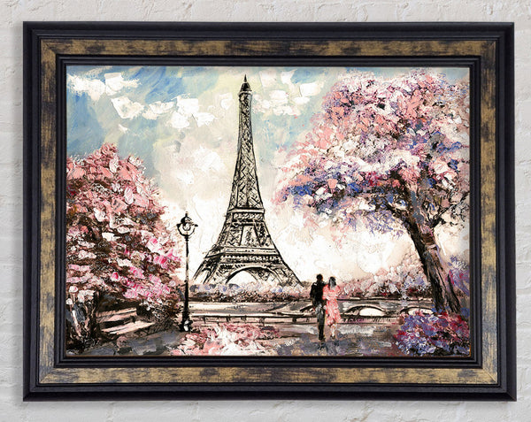 Eiffel Tower Pink Tree Framed Print