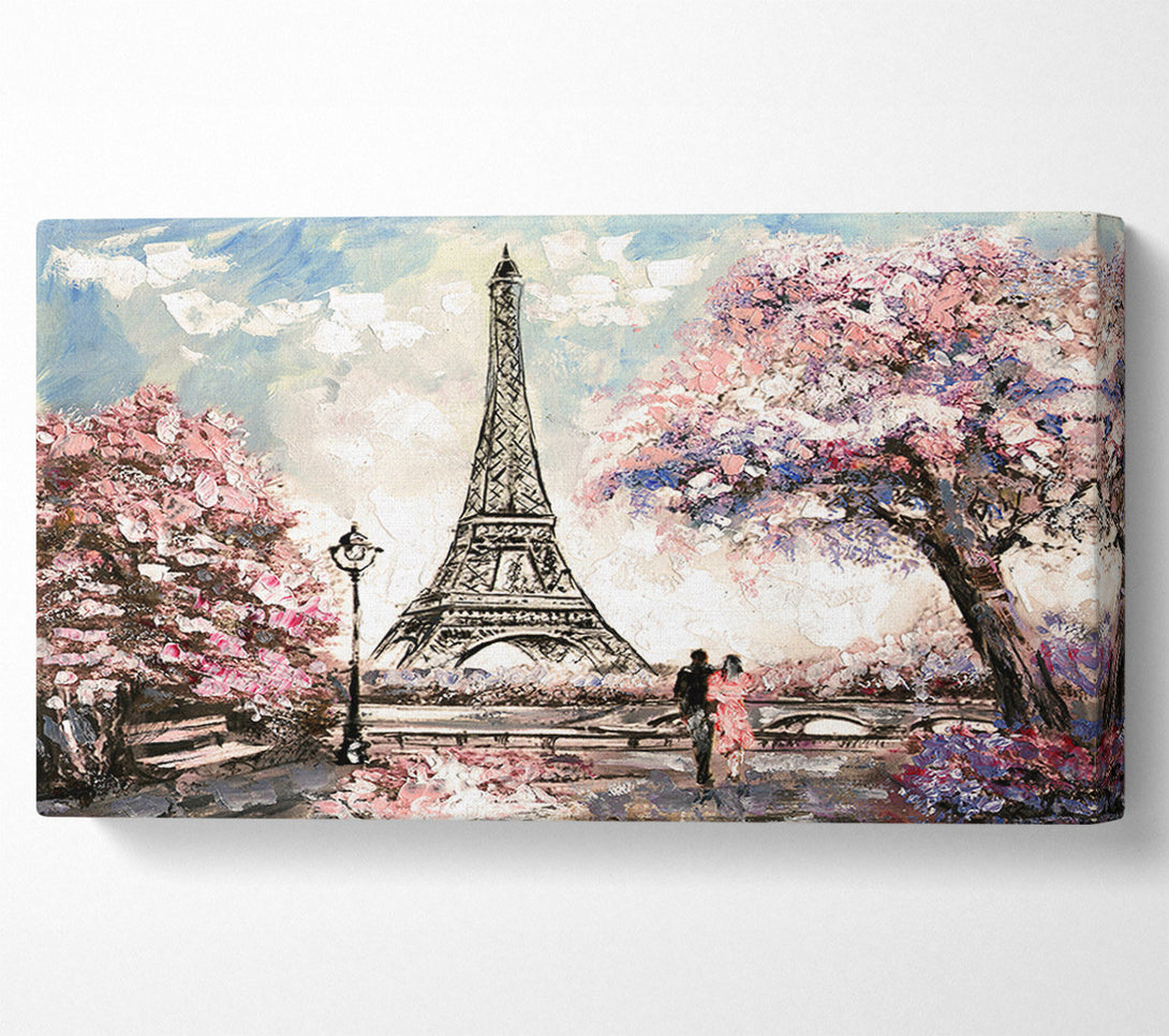  A Canvas Print of Eiffel Tower Pink Tree Canvas Print