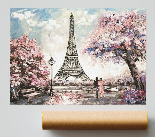 Eiffel Tower Pink Tree Giclee Print