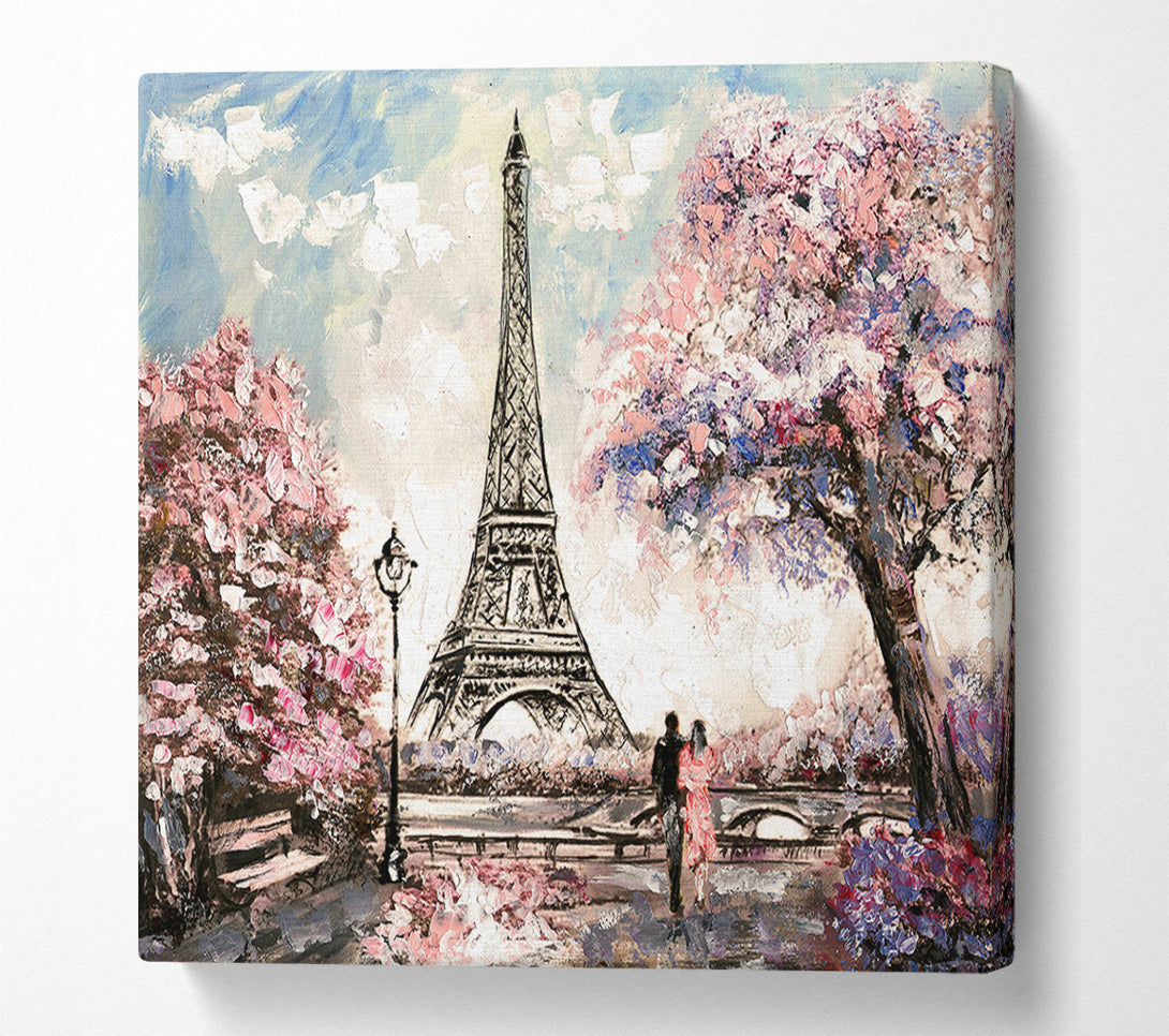  A Canvas Print of Eiffel Tower Pink Tree Canvas Print