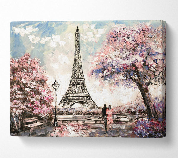  A Canvas Print of Eiffel Tower Pink Tree Canvas Print