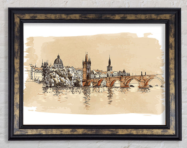 Charles Bridge Watercolour Framed Print