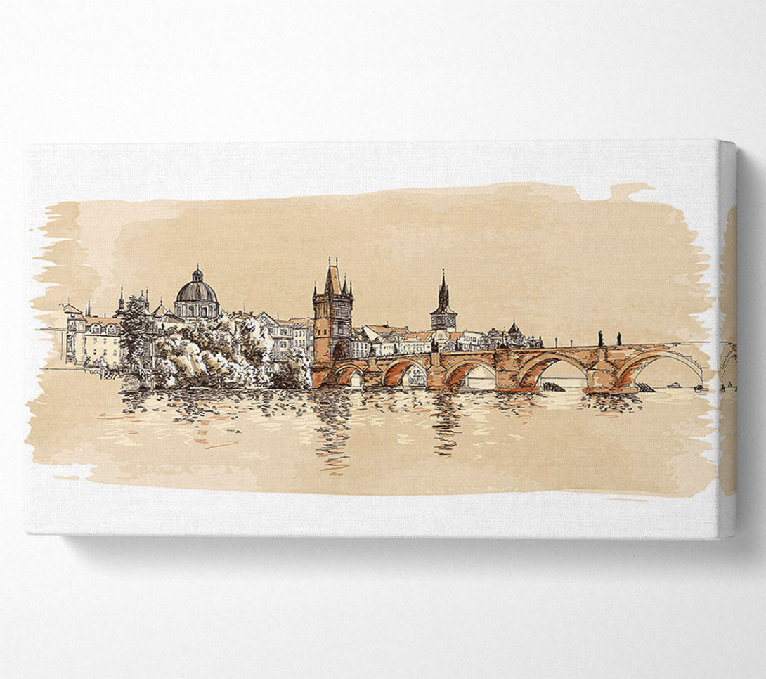  A Canvas Print of Charles Bridge Watercolour Canvas Art