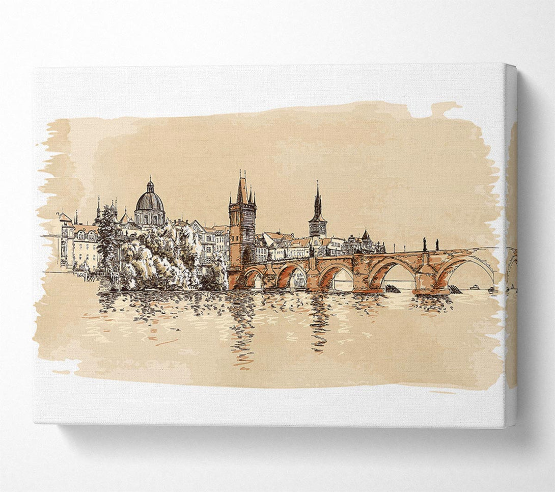  A Canvas Print of Charles Bridge Watercolour Canvas Art