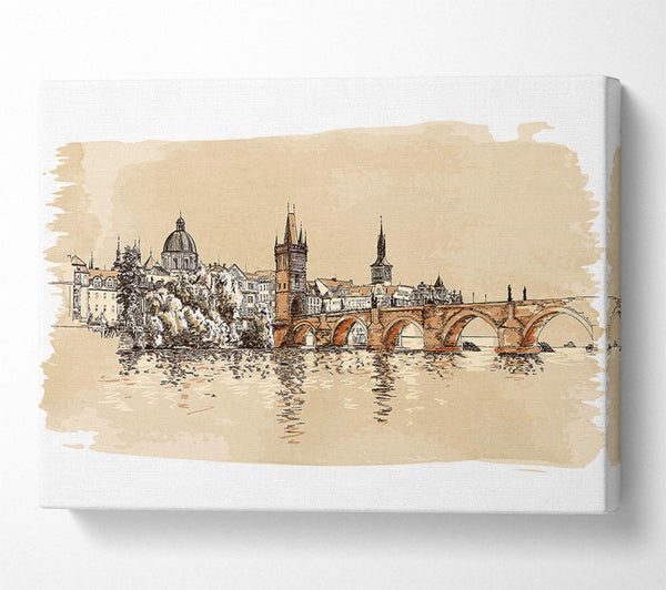 A Canvas Print of Charles Bridge Watercolour Canvas Art