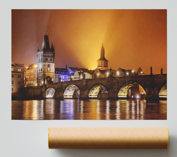 Charles Bridge Over The River Vltava Giclee Print