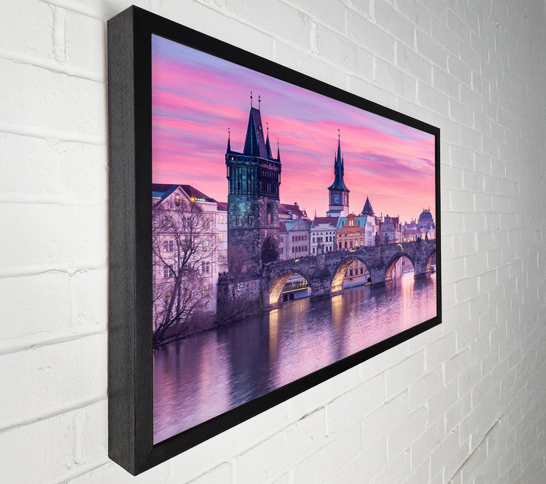  A Canvas Print of Stunning Charles Bridge Pink Canvas Art
