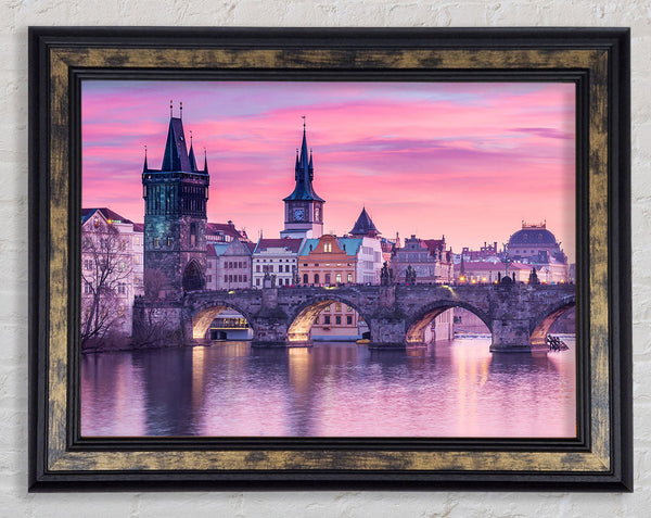 Stunning Charles Bridge Pink Framed Print