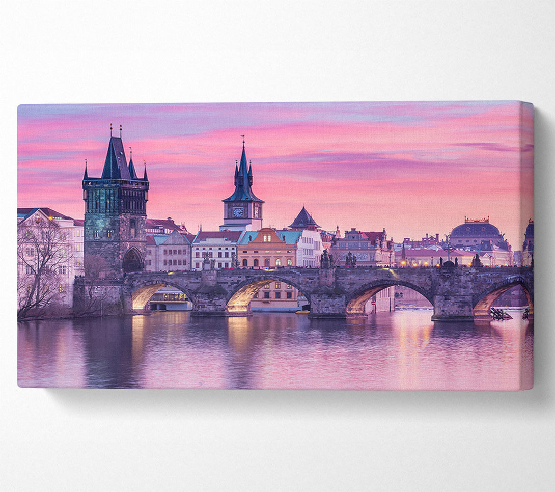  A Canvas Print of Stunning Charles Bridge Pink Canvas Art