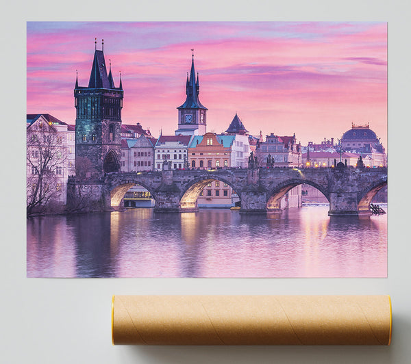 Stunning Charles Bridge Pink Print