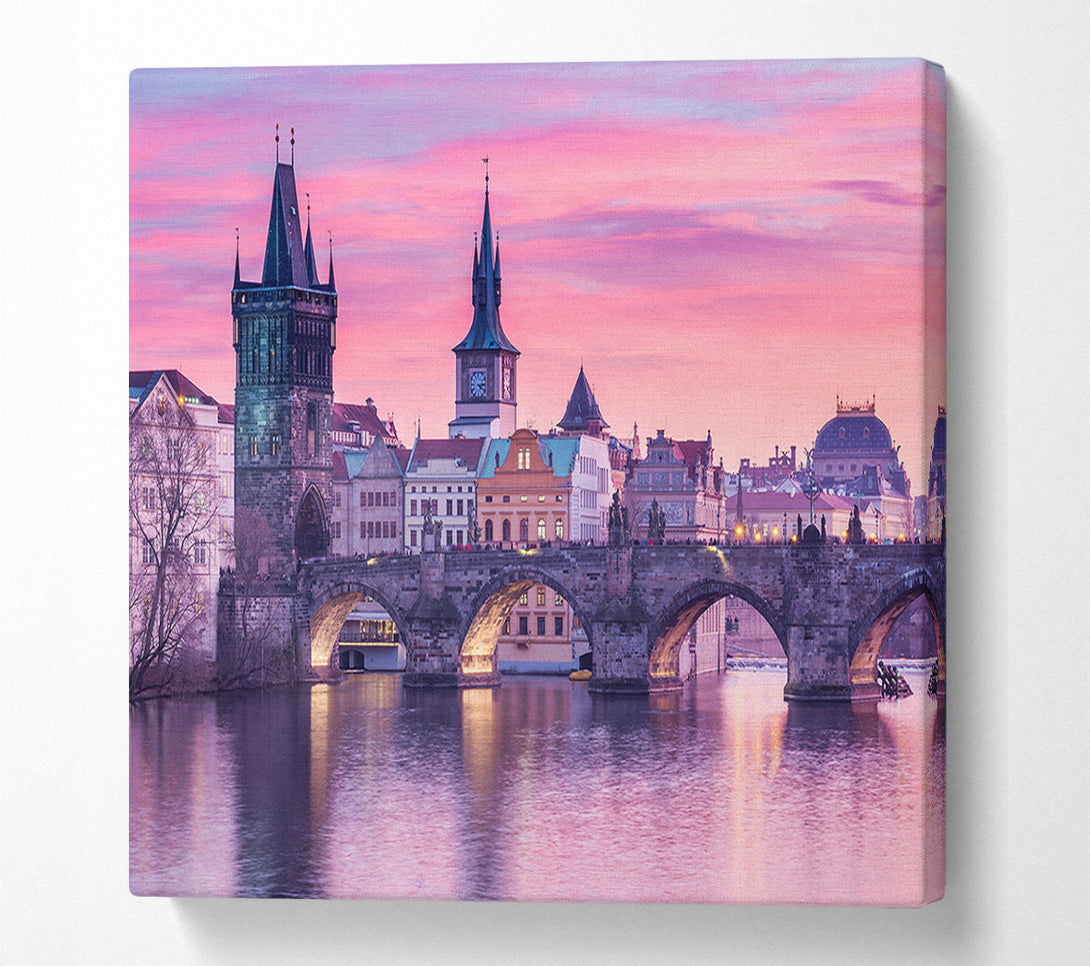  A Canvas Print of Stunning Charles Bridge Pink Canvas Art