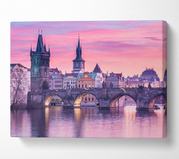  A Canvas Print of Stunning Charles Bridge Pink Canvas Art