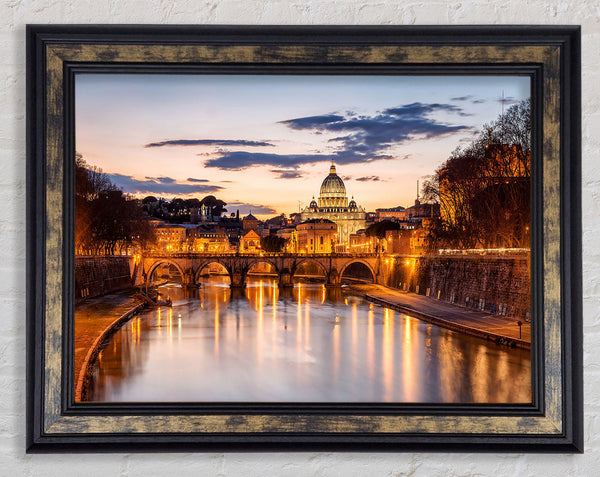 Charles Bridge Beautiful Golden Framed Print