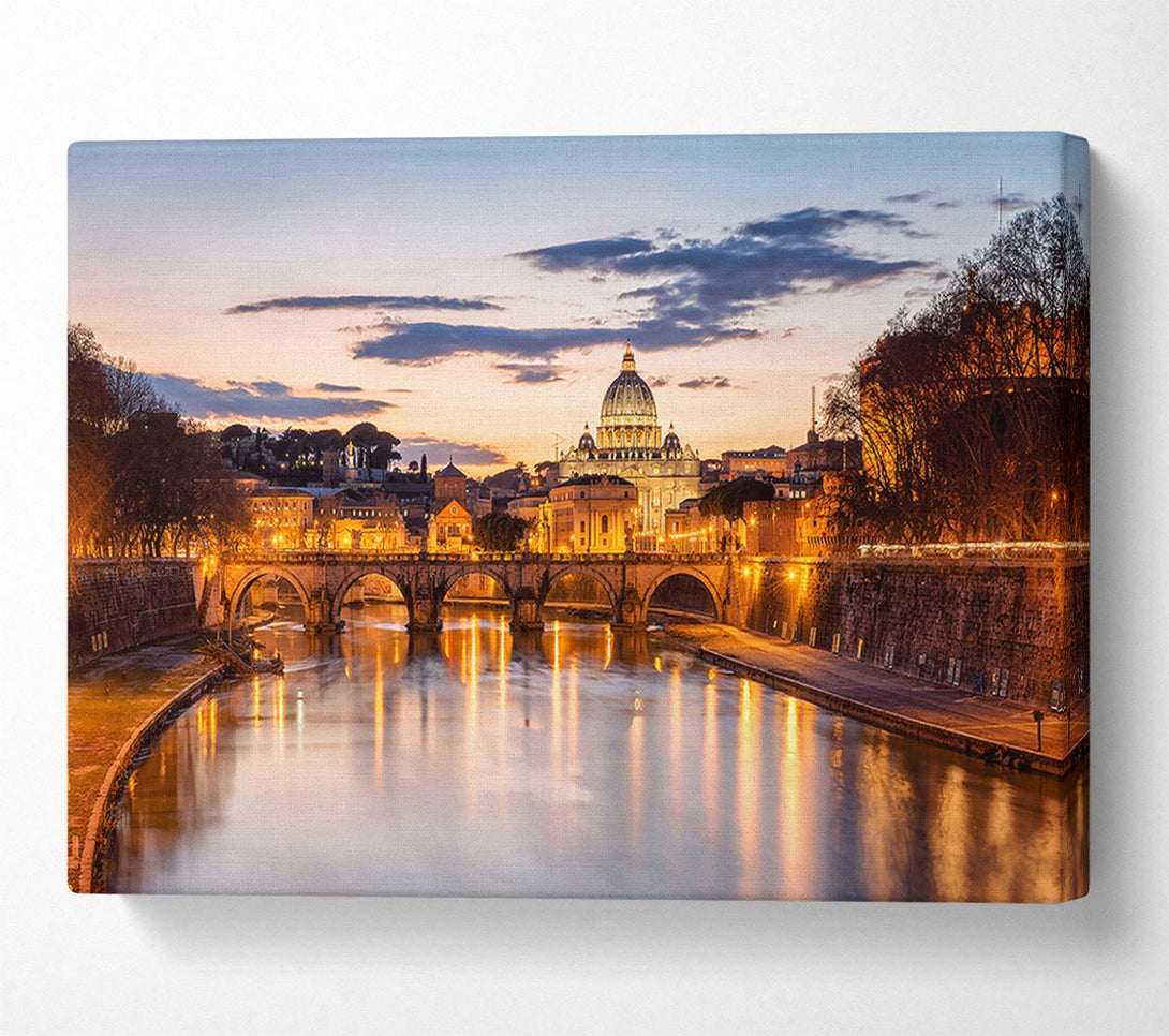 A Canvas Print of Charles Bridge Beautiful Golden Canvas Print