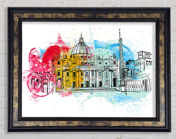 St Peters Bacilica Splash Framed Print