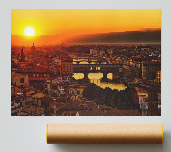 Sunset Over The Ancient Poster