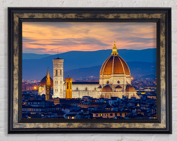 St Peter's Basilica Night Glow Framed Print