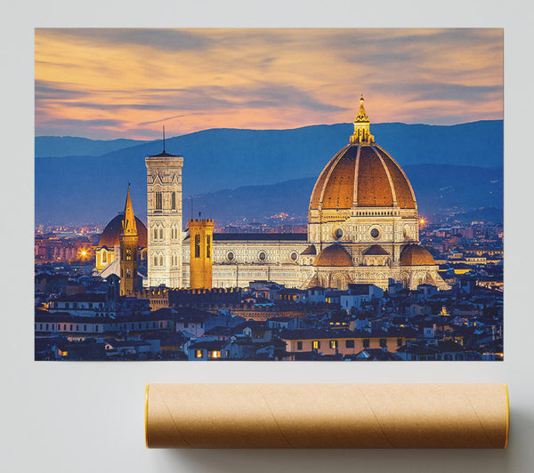 St Peter'S Basilica Night Glow Poster