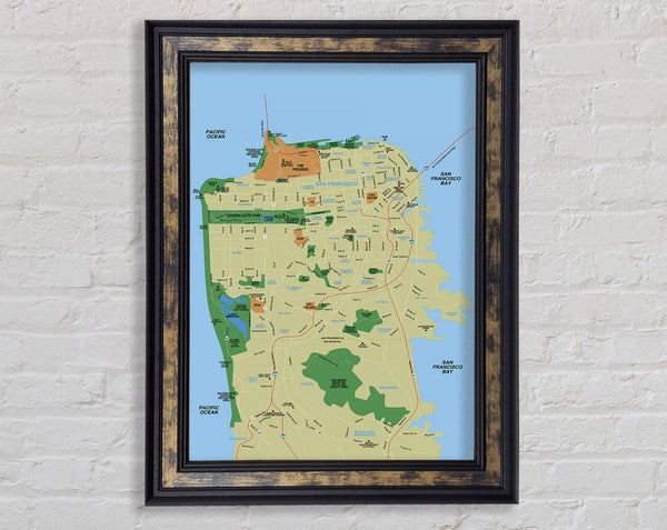 Map Of The City 1 Framed Print