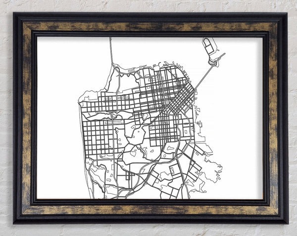 Map Of The City 2 Framed Print