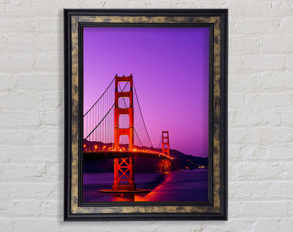 Golden Gate Bridge Pink Sky Glow Framed Print