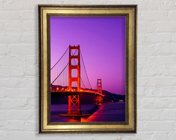 Golden Gate Bridge Pink Sky Glow Framed Print