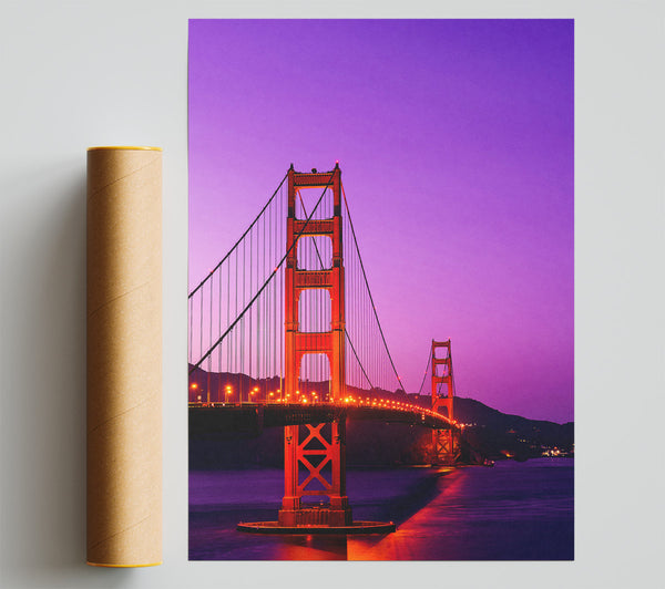 Golden Gate Bridge Pink Sky Glow Print