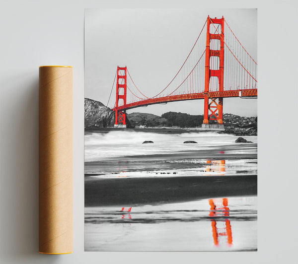 Golden Gate Bridge Red Reflections Poster